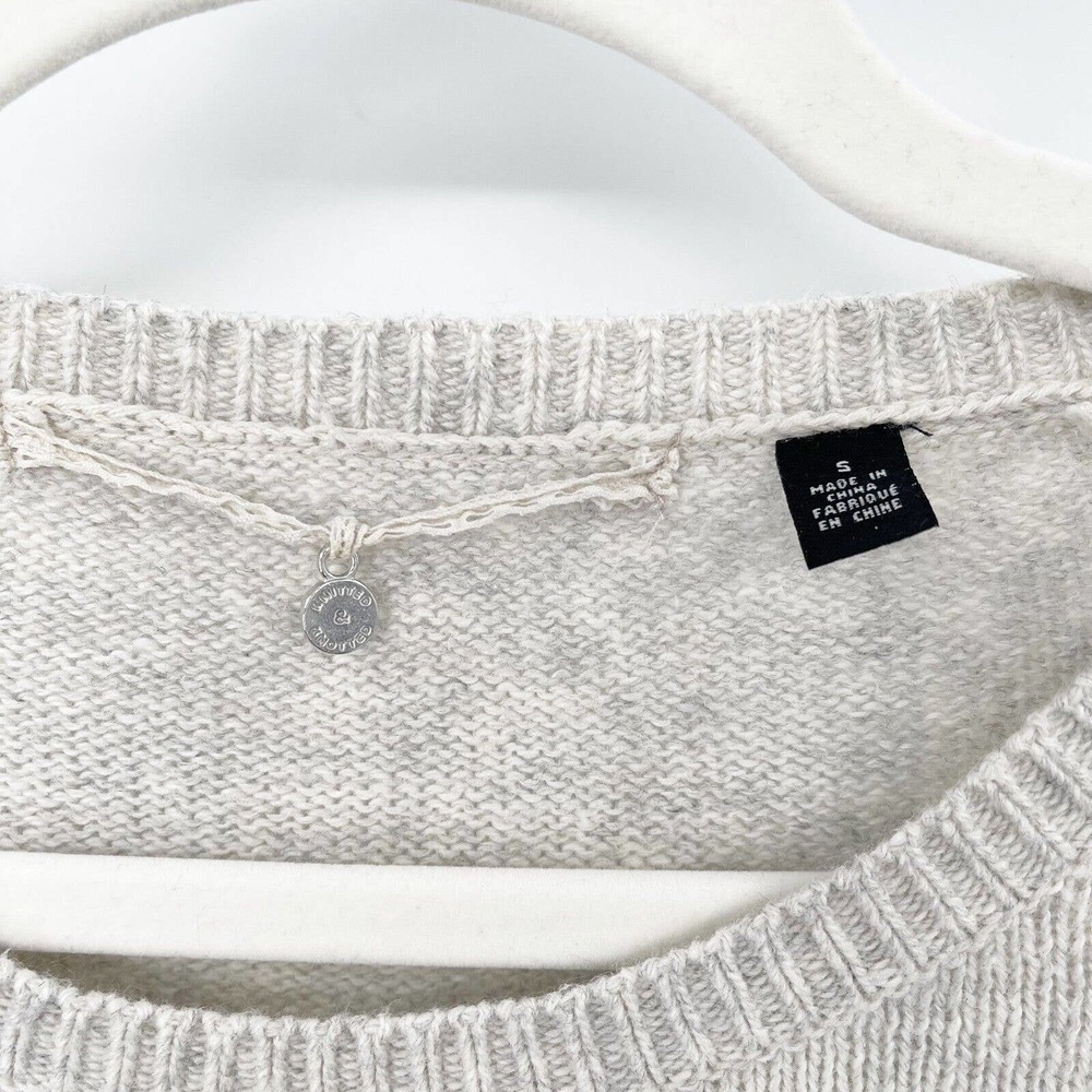 Knitted Knotted Anthropologie Cashmere Sweater Sz S Gray Crochet Panel Crewneck - Picture 6 of 9